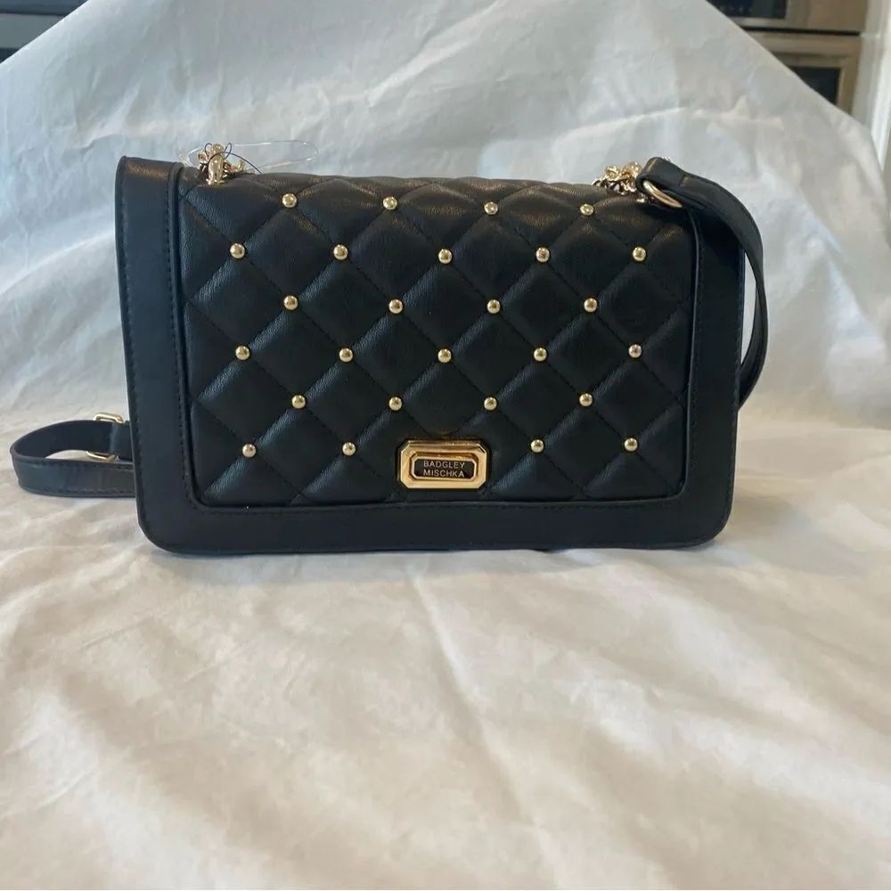 NWT Badgley Mischka Crossbody With Studs in Black